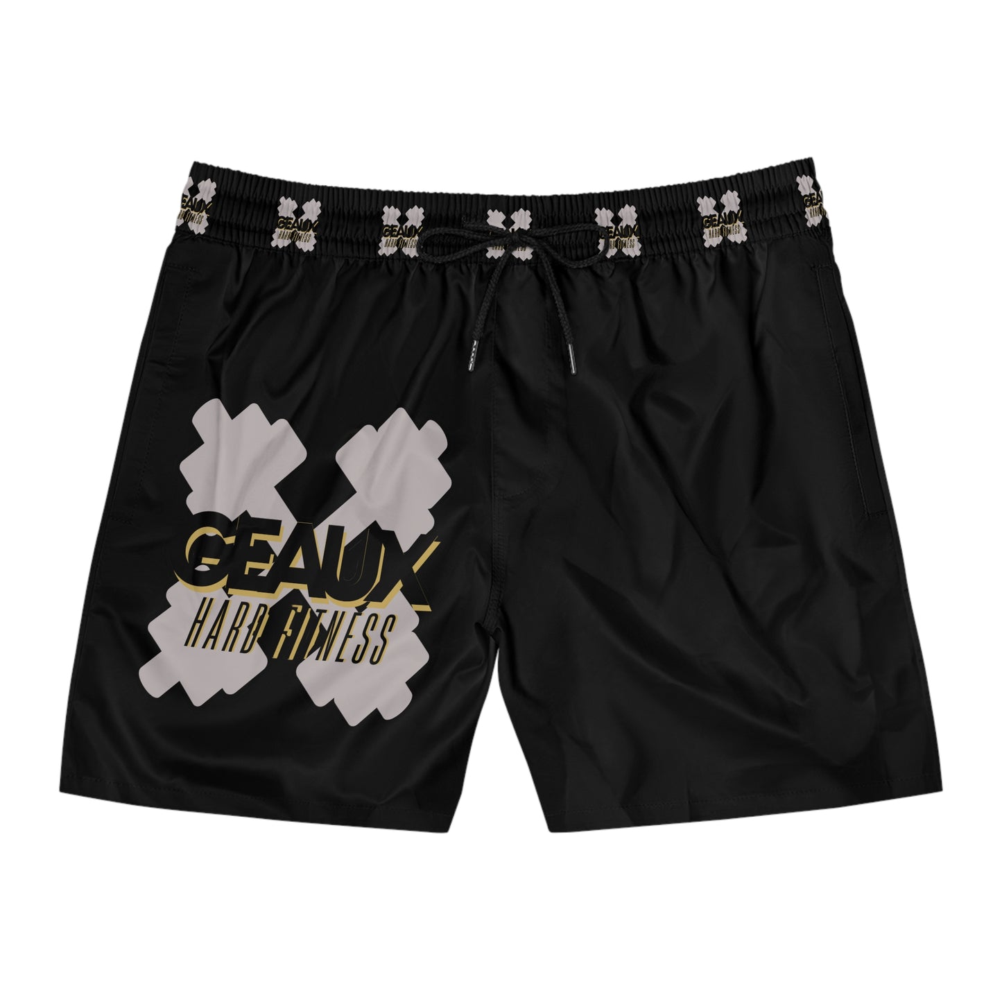 Black Geaux Hard Men's Mid-Length Swim Shorts