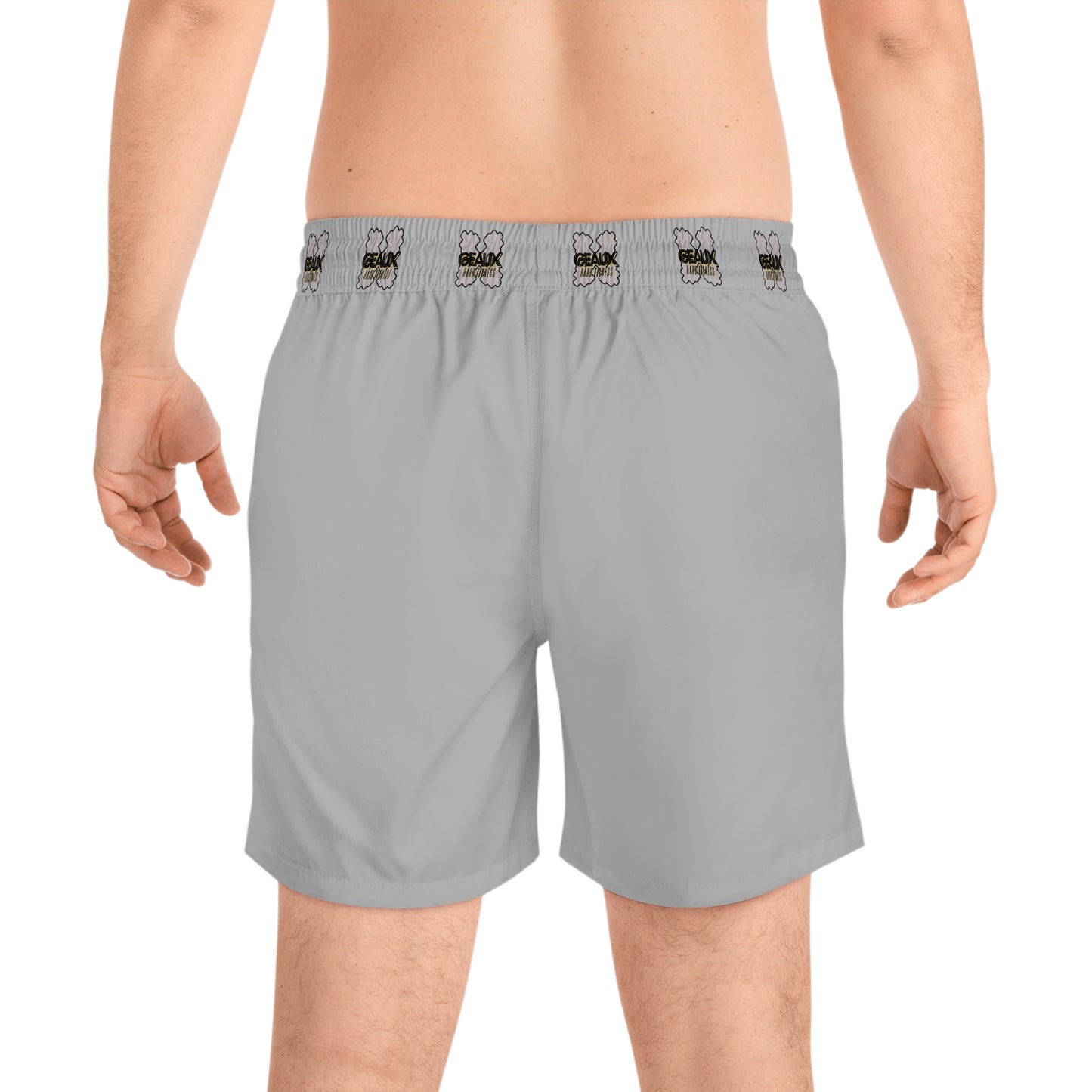 Light Grey Geaux Hard Men's Mid-Length Swim Shorts