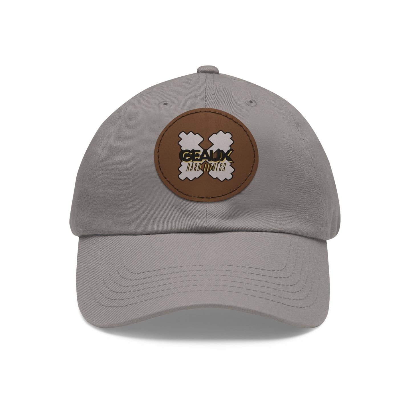 Geaux Hard Fit Dad Hat with Leather Patch (Round)