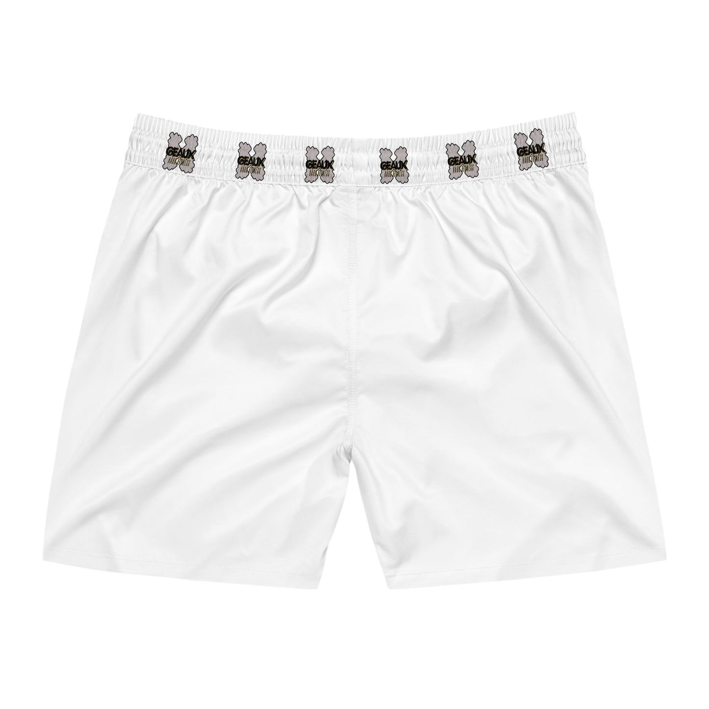 White Geaux Hard Men's Mid-Length Swim Shorts