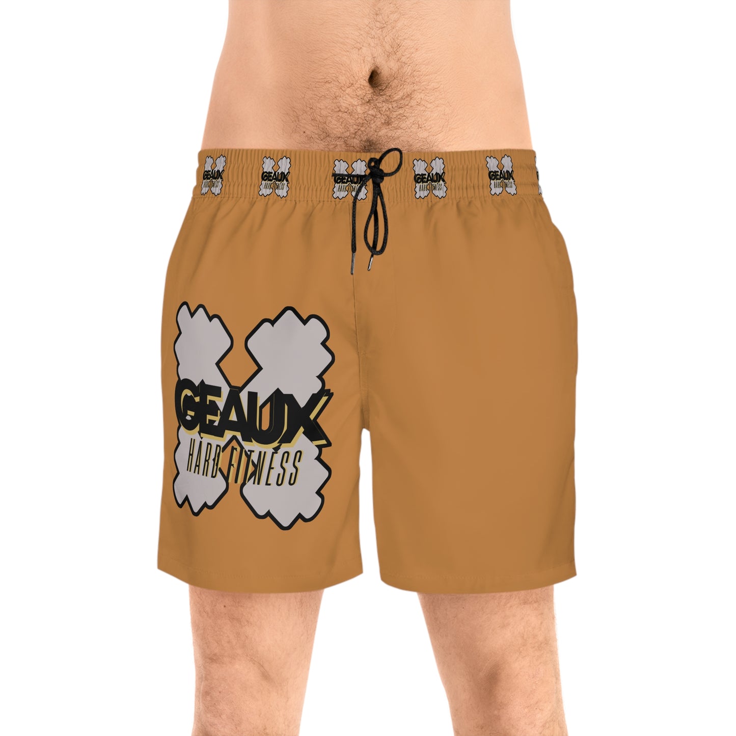 Light Brown Geaux Hard Men's Mid-Length Swim Shorts