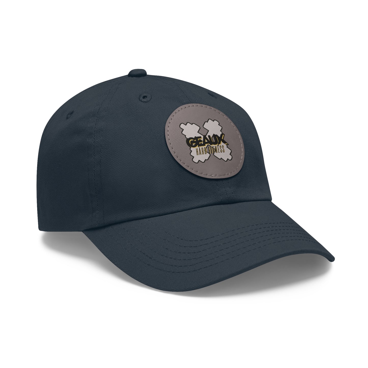 Geaux Hard Fit Dad Hat with Leather Patch (Round)