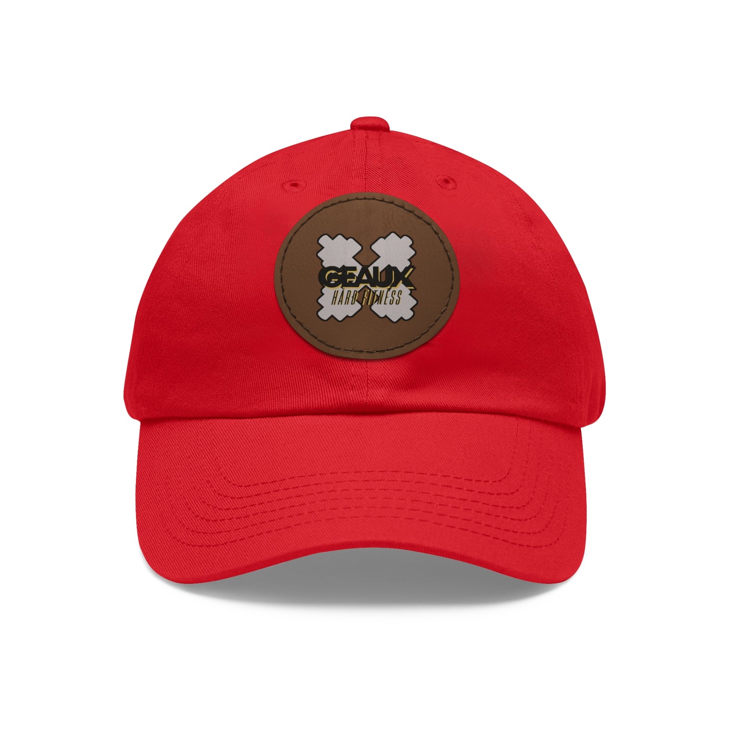 Geaux Hard Fit Dad Hat with Leather Patch (Round)