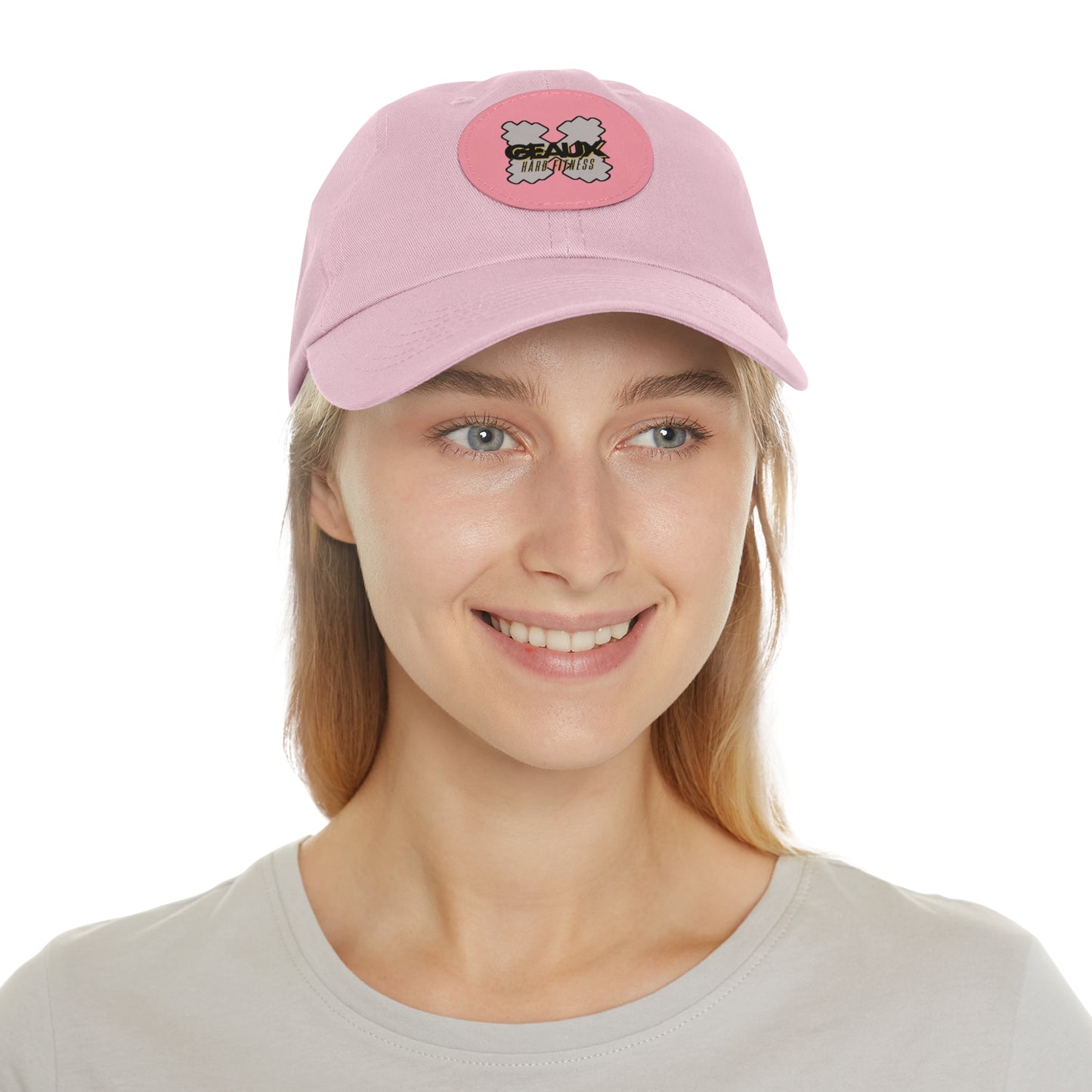 Geaux Hard Fit Dad Hat with Leather Patch (Round)