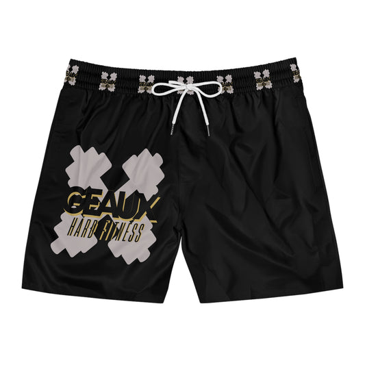 Black Geaux Hard Men's Mid-Length Swim Shorts