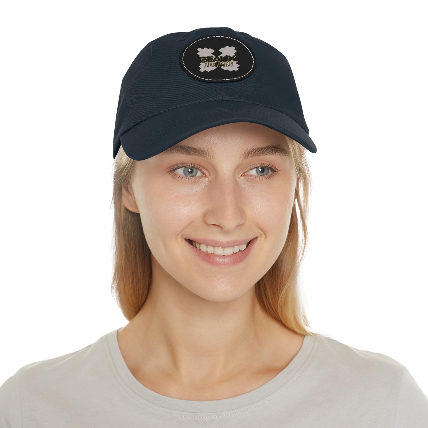 Geaux Hard Fit Dad Hat with Leather Patch (Round)