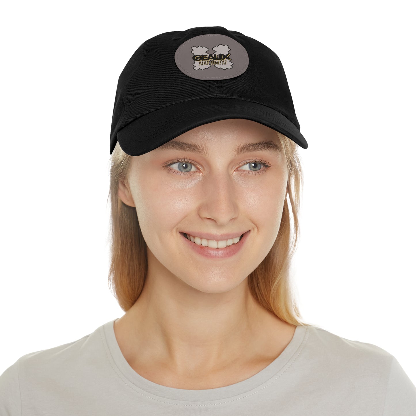 Geaux Hard Fit Dad Hat with Leather Patch (Round)