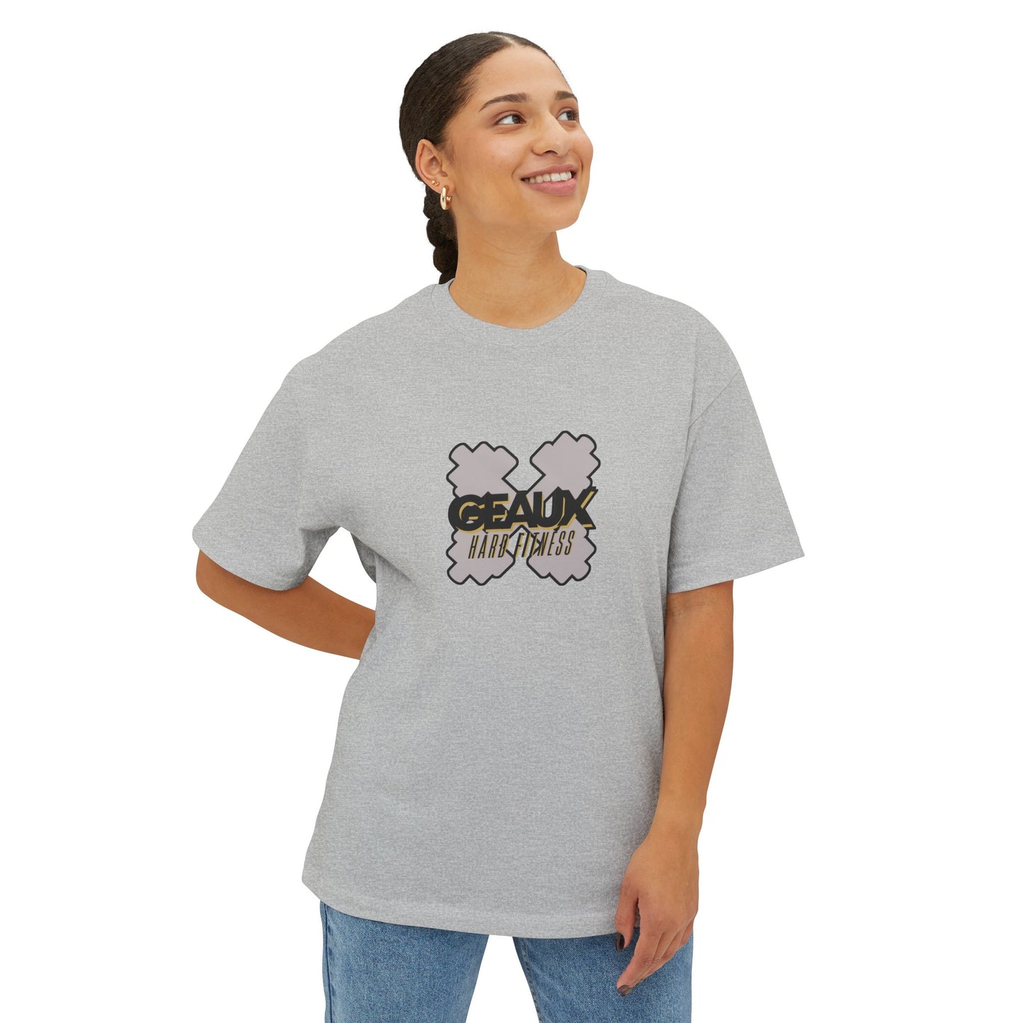 Geaux Hard Oversized Boxy Tee, Unisex Graphic Shirt, Casual Streetwear, Gift for Fitness Lovers, Stylish Everyday Tee, Comfortable Relaxed Fit