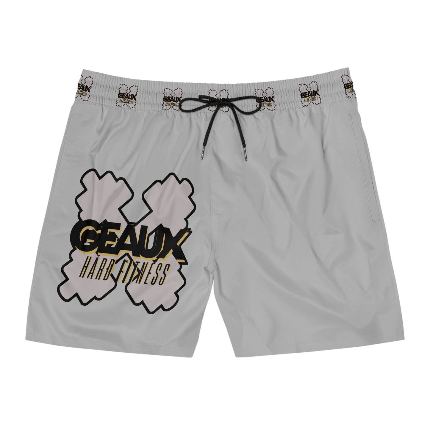Light Grey Geaux Hard Men's Mid-Length Swim Shorts