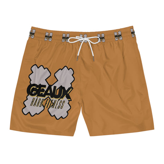 Light Brown Geaux Hard Men's Mid-Length Swim Shorts