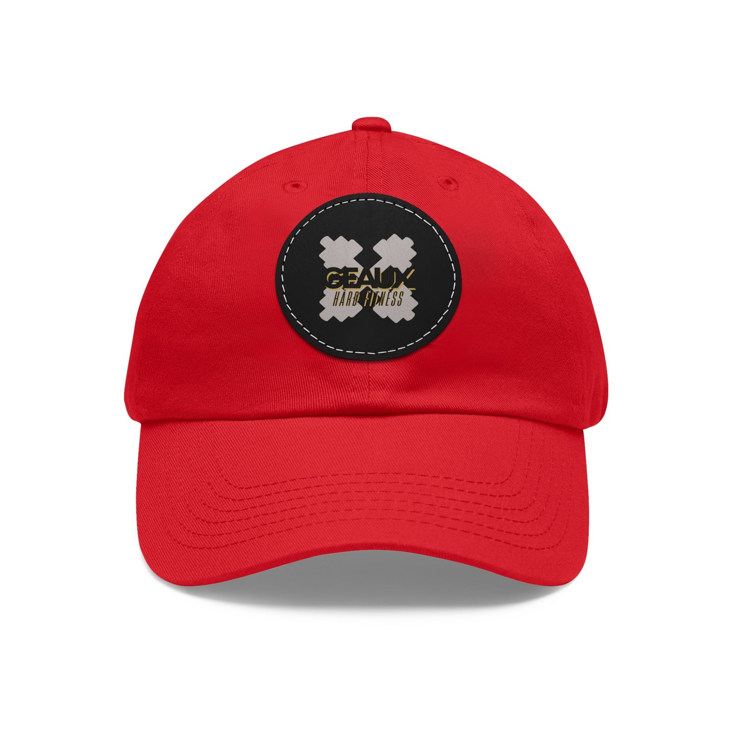 Geaux Hard Fit Dad Hat with Leather Patch (Round)