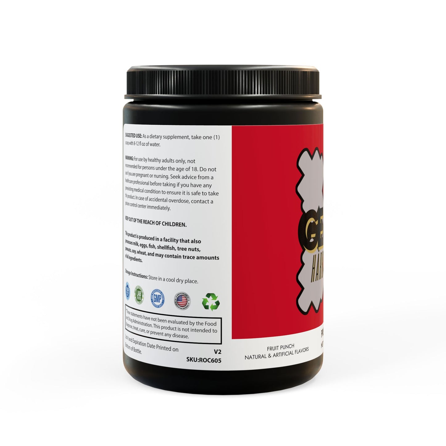 Geaux Hard Pre-Workout Supplement, Fruit Punch (204g, 7.1oz)
