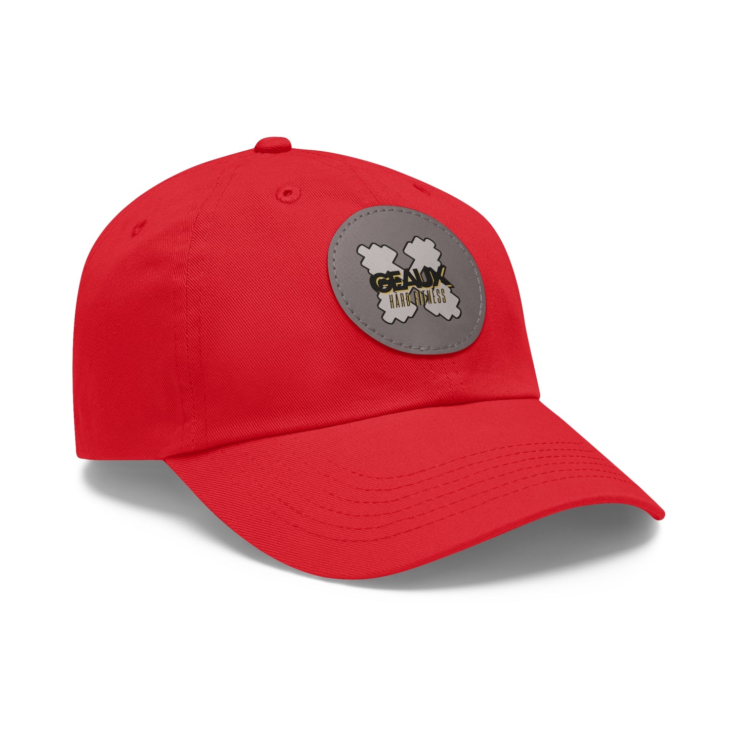 Geaux Hard Fit Dad Hat with Leather Patch (Round)