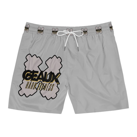 Light Grey Geaux Hard Men's Mid-Length Swim Shorts